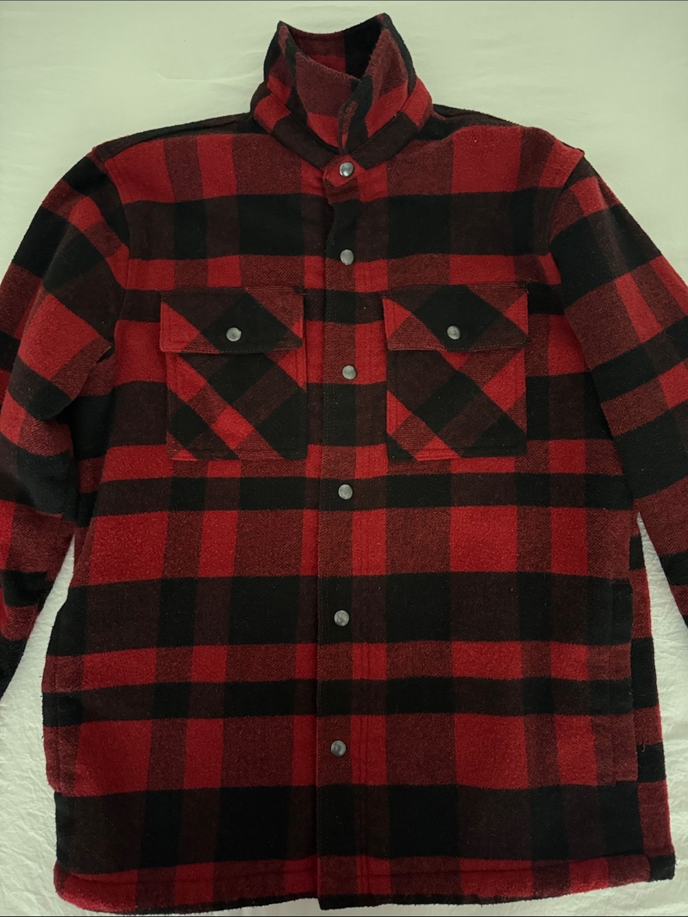 Old Navy Red and Black Plaid Sherpa Jacket